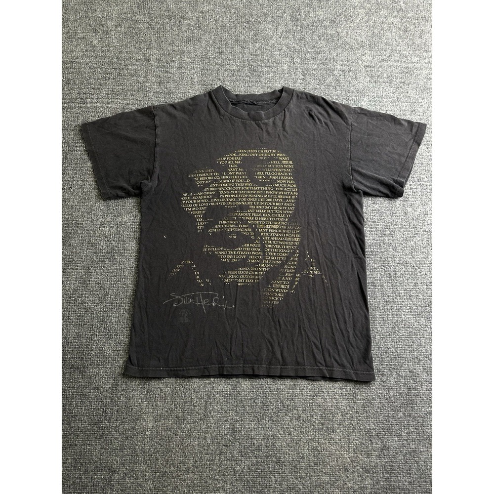 Men's Jimi Hendrix Jesus Text Portrait Graphic Faded T-Shirt, Size M